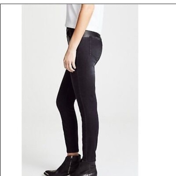 Current Elliott The Fused High Waist Stiletto Jeans Faux-Leather Trim - Picture 3 of 15